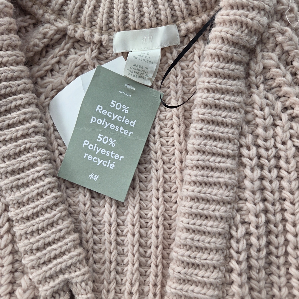 H&M Size Small Chunky Knit Pink Cardigan Sweater New - Picture 3 of 6
